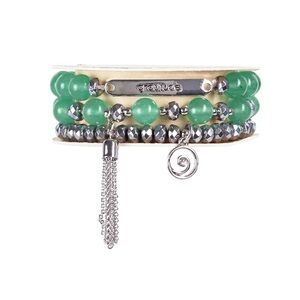 Chic Green and Silver Beaded Bracelet by [Brand]